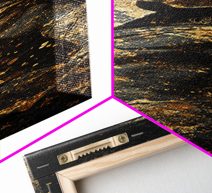 Greek Spartan Warrior Holding Spear, Gold Canvas Print, Ancient Helmet Warrior Wall Art, Real Wood Frame Decor