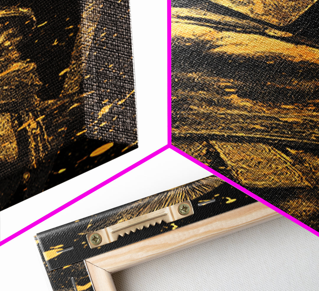 Spartan Warrior Gold Canvas Print, Ancient Greek Soldier Wall Art, Real Wood Frame, Gladiator Decor For Home Office