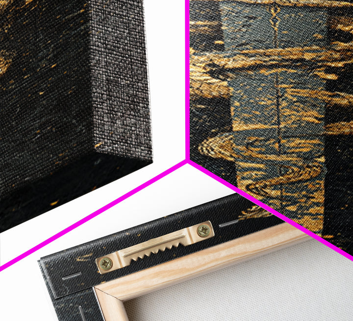 Gold Canvas Print, Sword And Serpent Wall Art, Mythical Weapon Artwork, Real Wood Frame Decor