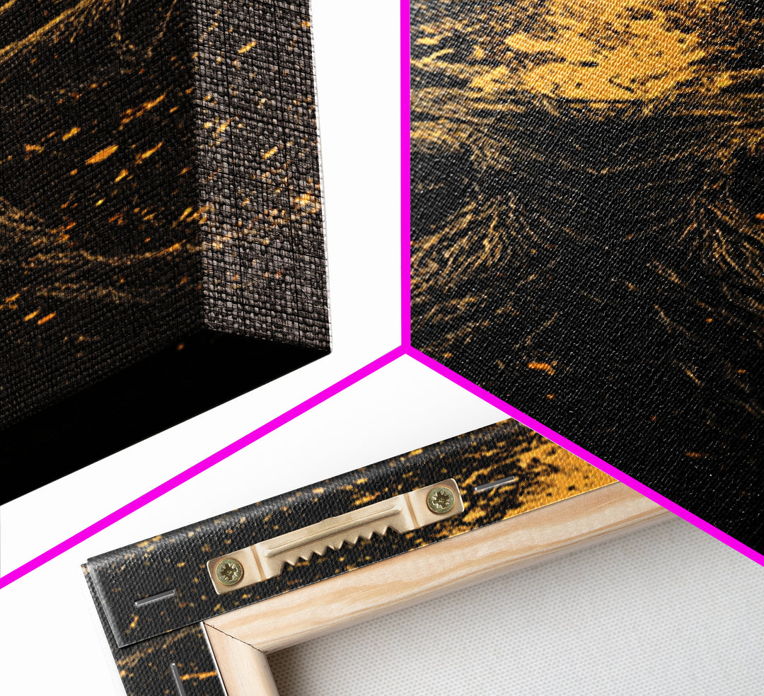 Erebus Mythology Gold Canvas Print, Dark Greek God Wall Art, Underworld Decor, Real Wood Framed Gold Print