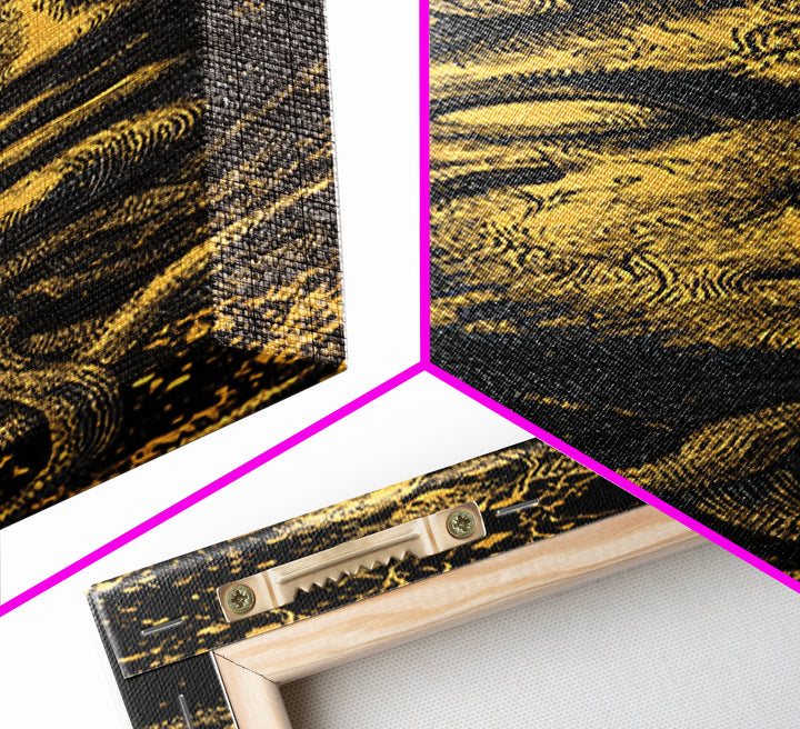 Medusa Gold Canvas Art, Greek Mythology Wall Print, Serpent Goddess Decor, Real Wood Framed Gold Mythical Artwork