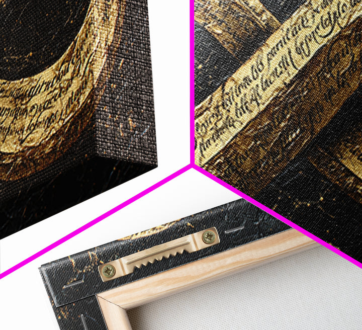 Infinity Symbol With Script, Gold Canvas Art, Real Wood Frame, Elegant Wall Decor, Modern Abstract Artwork