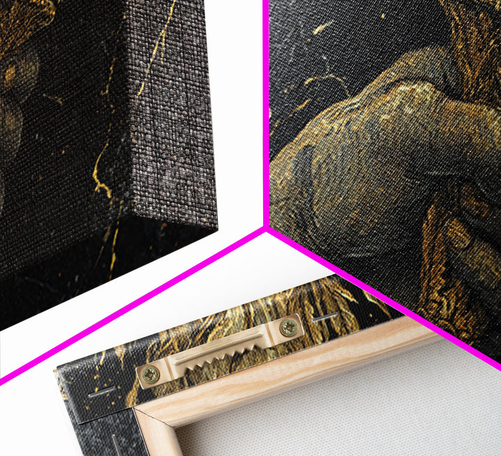 Gold Torch of Triumph Print, Detailed Hand and Flame, Wood Framed Map Wall Décor for Victory and Inspiration Themes