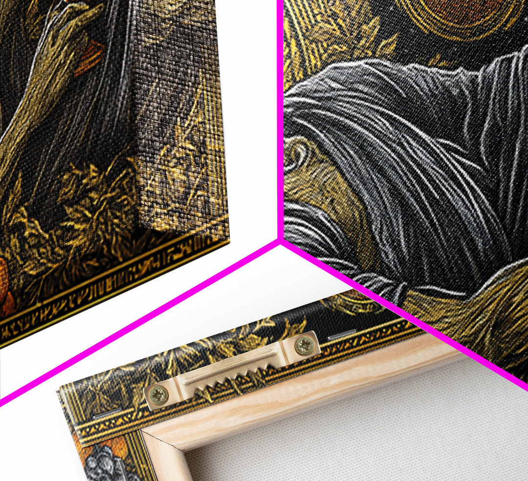 Gold Canvas Art, Dionysus God of Revelry, Greek Mythology Wall Art, Bacchus Celebration Scene, Black and Gold Luxury Canvas Print