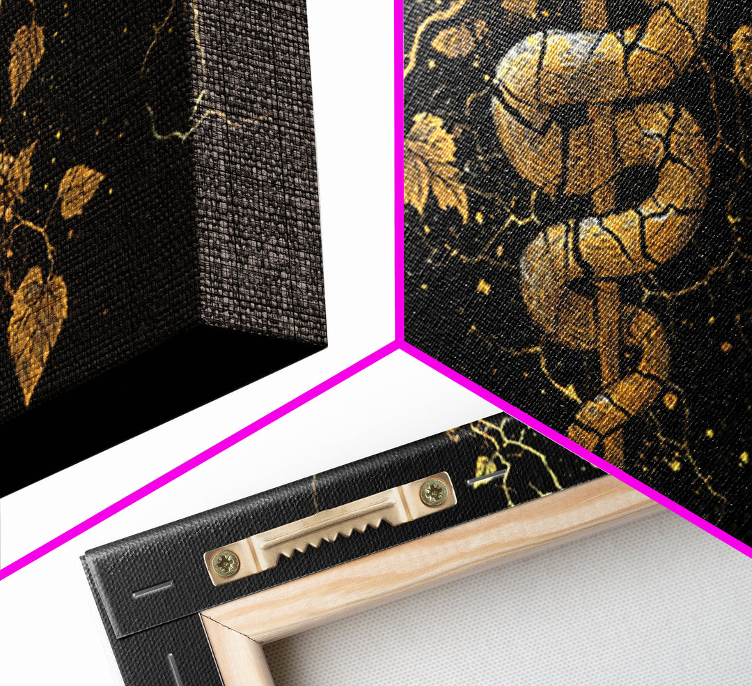 Gold Canvas Print, Dionysus with Grapes, Greek God of Wine Wall Decor, Ancient Myth Celebration Art, Black and Gold Artwork