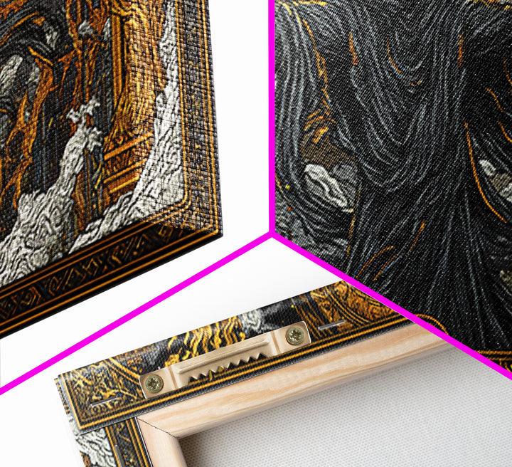 Gold Canvas Art, Erebus God of Darkness, Greek Primordial Deity Wall Scene, Ancient Myth Shadow Theme, Black and Gold Canvas Artwork