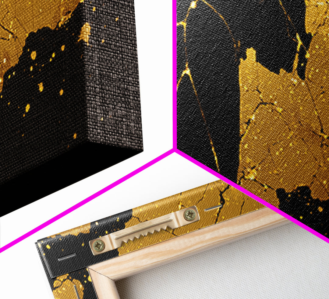Erebus Gold Canvas Print, Greek God Wall Art, Dark Mythology Decor, Real Wood Frame, Luxury Canvas Wall Hanging, Gift For Him