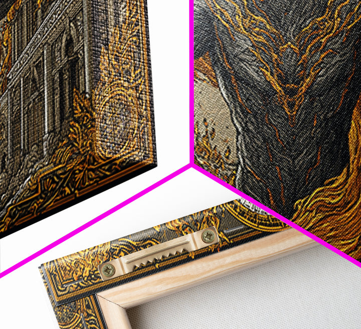 Erebus Gold Canvas Print, Mythical God Artwork, Ancient Greek Wall Art, Real Wood Frame, Luxury Canvas Home Decor, Gothic Style