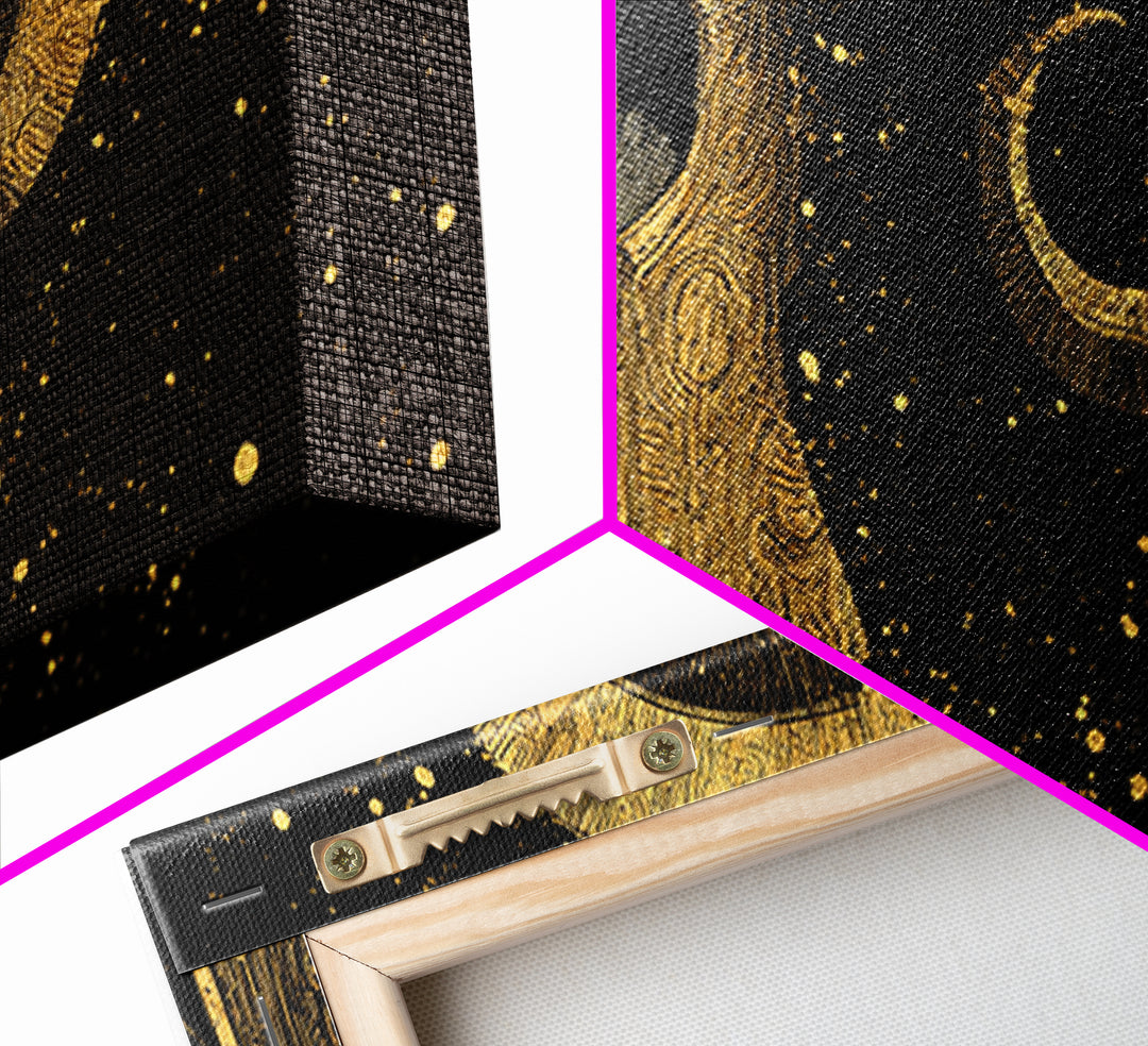 Hades Gold Canvas Art, Greek Mythology God of the Underworld, Dark Elegant Wall Decor, Mythical Warrior Artwork for Home