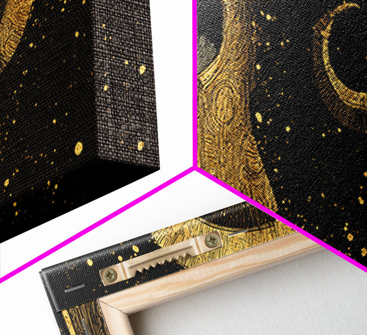 Hades Gold Canvas Art, Greek Mythology God of the Underworld, Dark Elegant Wall Decor, Mythical Warrior Artwork for Home