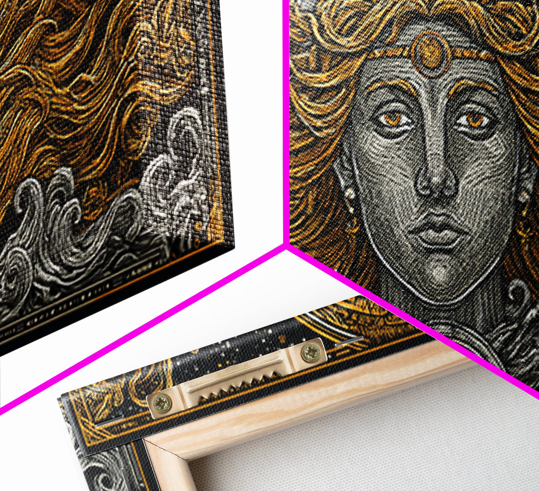 Helen of Troy Gold Canvas Art, Legendary Greek Beauty, Elegant Mythology Wall Decor, Timeless Classical Home Wall Artwork
