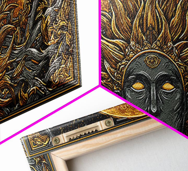 Helios Gold Canvas Print, Greek God Wall Art, Mythology Decor, Luxury Gold Artwork, Real Wood Frame Home Decor