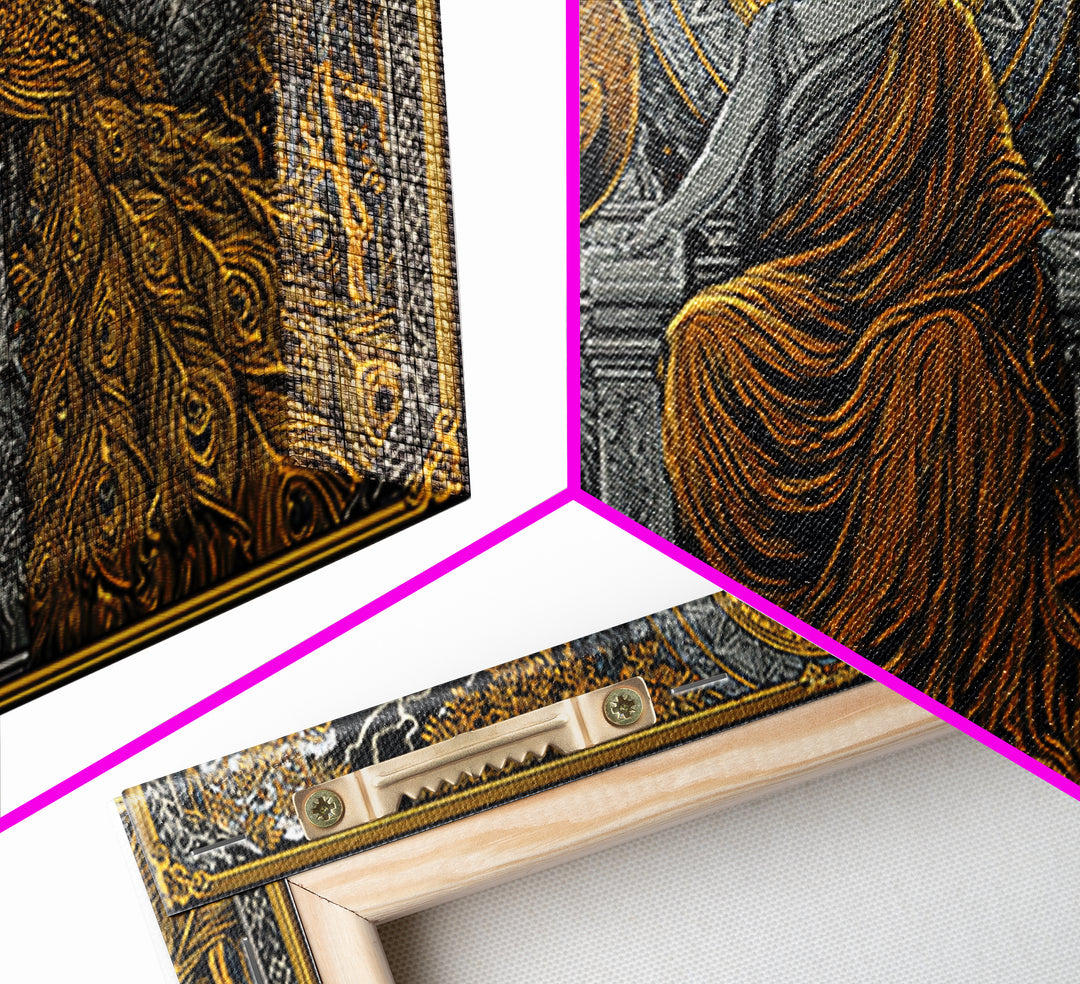 Hera Gold Canvas Print, Greek Goddess Wall Art, Mythology Decor, Luxury Gold Artwork, Real Wood Frame Home Decor