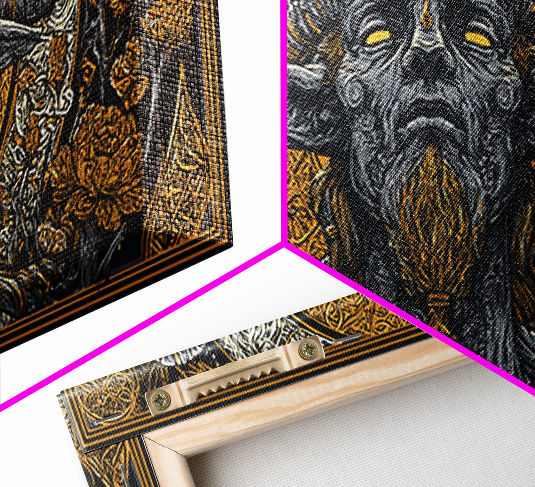 Moros Gold Canvas Print, Greek God Wall Art, Mythology Decor, Luxury Gold Artwork, Real Wood Frame Home Decor