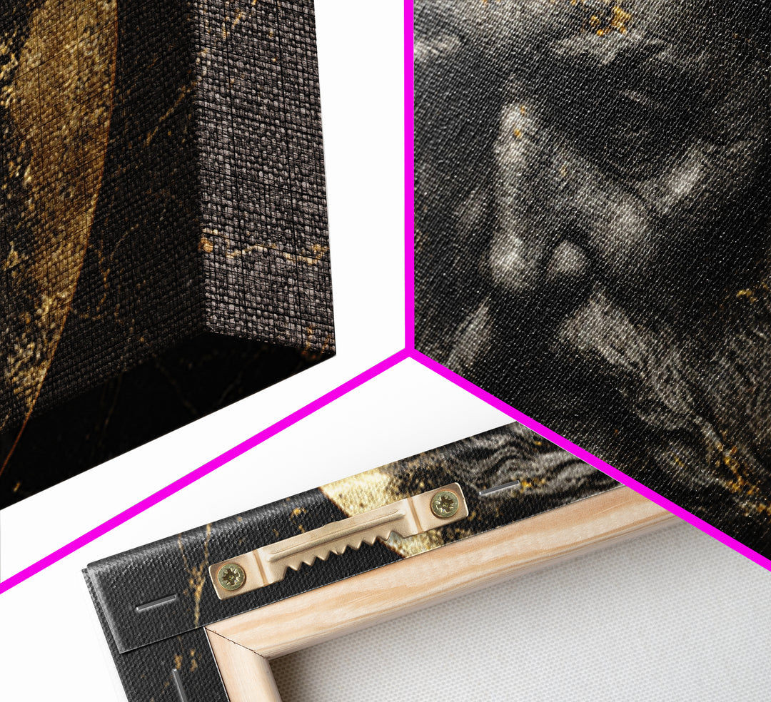 Odin Gold Canvas Print, Norse God Wall Art, Luxury Mythology Decor, Real Wood Frame Artwork, Elegant Viking God Wall Hanging
