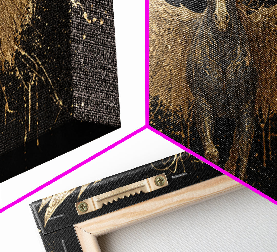 Pegasus Gold Canvas Print, Greek Mythology Wall Art, Luxury Flying Horse Decor, Real Wood Frame Artwork, Elegant Winged Stallion