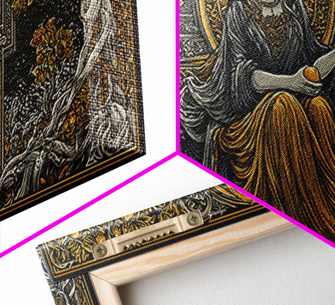 Persephone Greek Goddess Gold Canvas Print, Mythology Wall Art, Luxury Home Decor, Real Wood Frame, Elegant Gift Idea