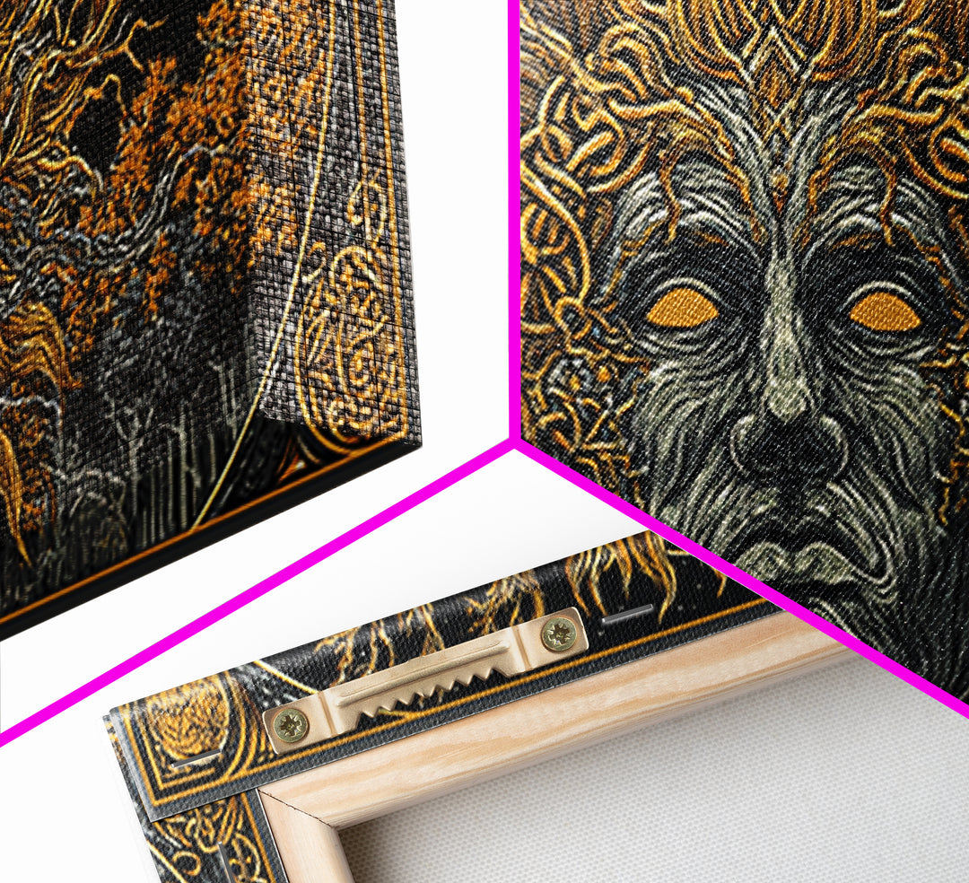 Prometheus Fire Bringer Gold Canvas Print, Greek Mythology Wall Art, Real Wood Frame, Titan Decor, Inspirational Gift