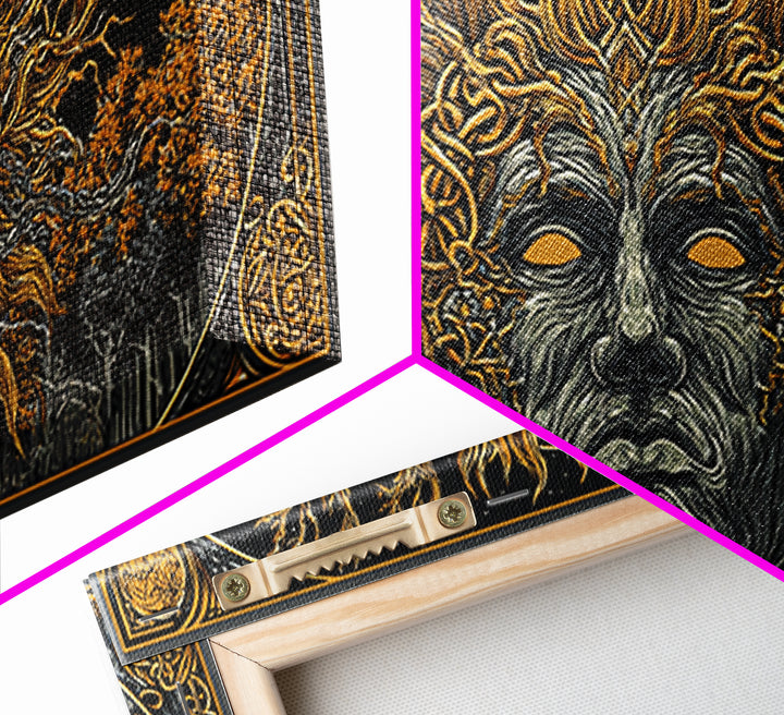 Prometheus Fire Bringer Gold Canvas Print, Greek Mythology Wall Art, Real Wood Frame, Titan Decor, Inspirational Gift