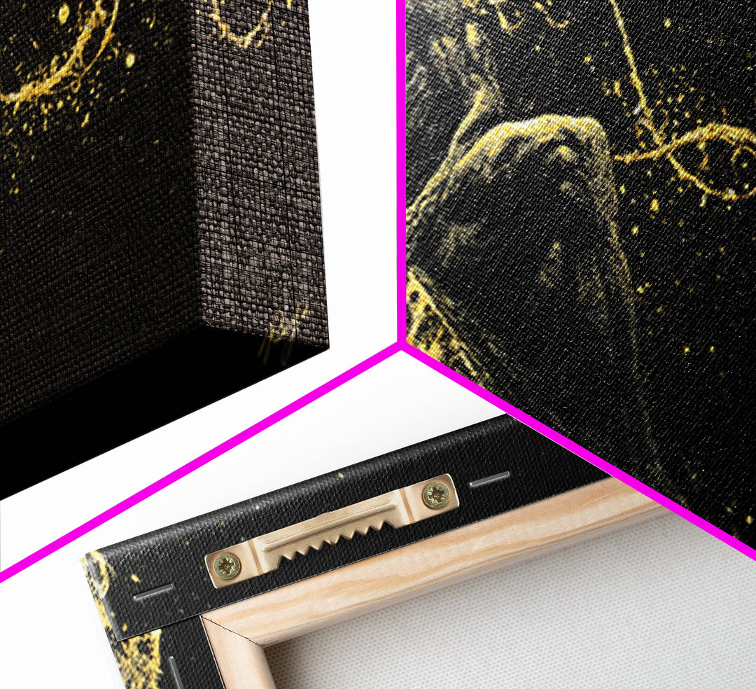 Prometheus Bound Gold Canvas Art, Greek Mythology Canvas Print, Real Wood Frame, Titan Wall Decor, Dramatic Art Gift