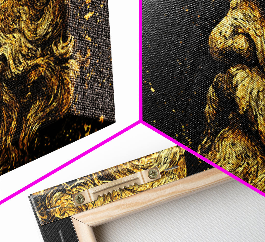 Socrates Greek Philosopher Gold Canvas Art, Ancient Philosophy Canvas Print, Real Wood Frame, Classical Wisdom Gift