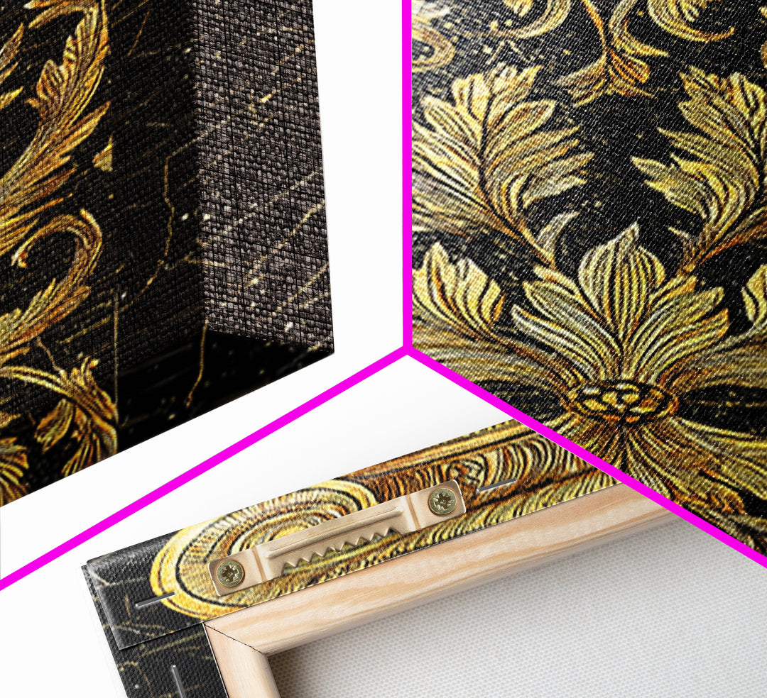 Greek Column Detail Artwork, Ornate Corinthian Pillar Wall Art, Canvas Gold Canvas Print, Real Wood Frame Classic Decor