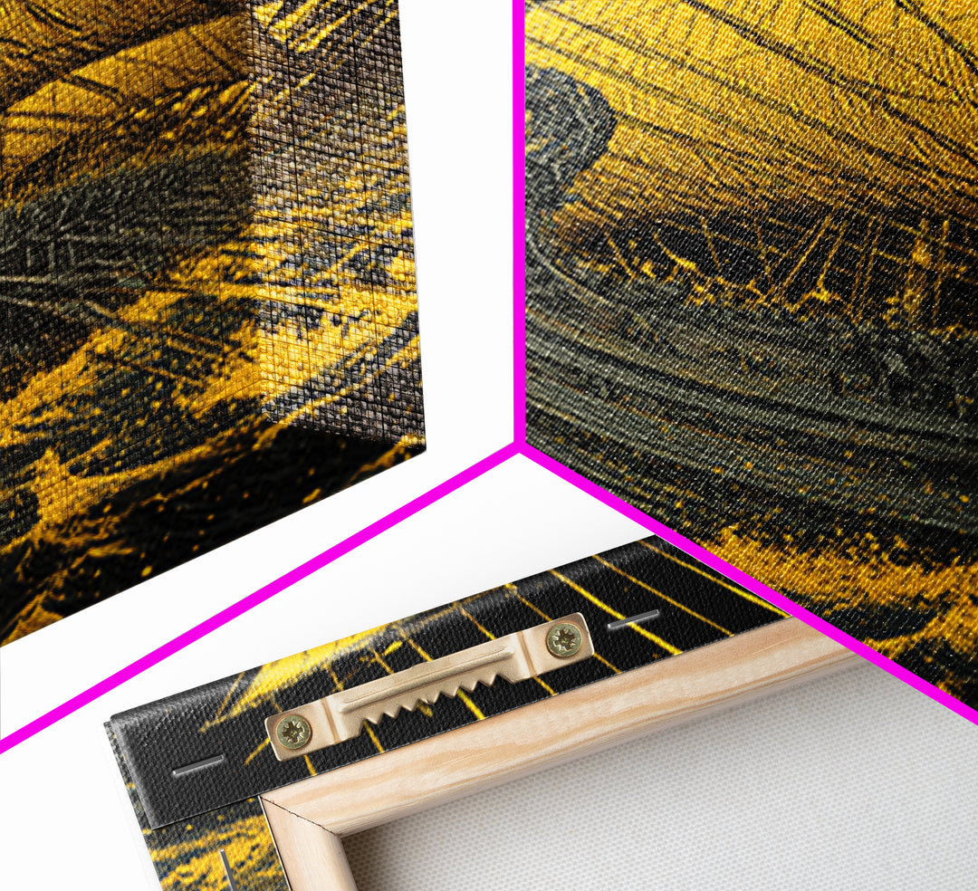 Canvas Gold Canvas Print, Ancient Greek Ship Wall Art, Mythology Ocean Decor, Real Wood Frame, Historic Maritime Artwork