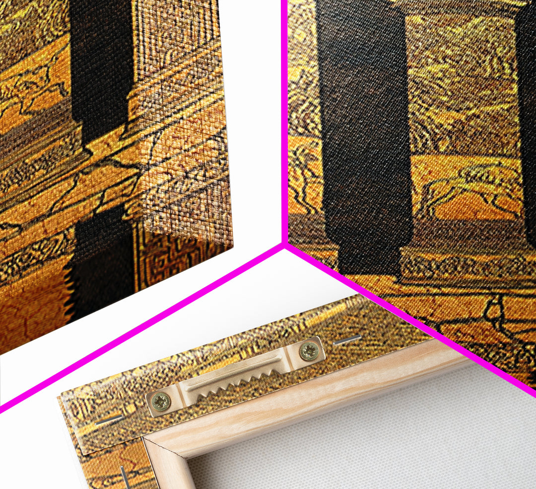 Ancient Greek Temple Columns, Canvas Gold Canvas Print, Classical Architecture Wall Art, Historic Decor, Real Wood Frame Artwork