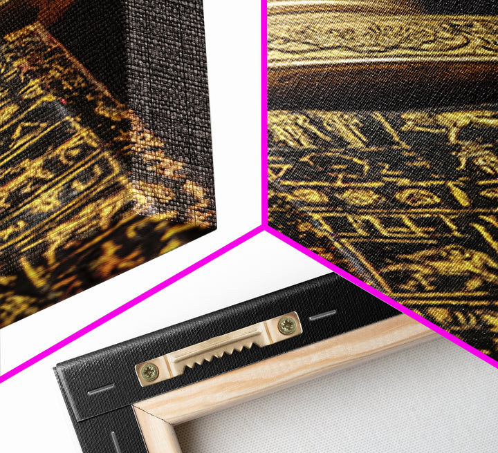 Ancient Sword With Etched Symbols, Canvas Gold Canvas Print, Mystical Weaponry Wall Art, Real Wood Framed Artwork