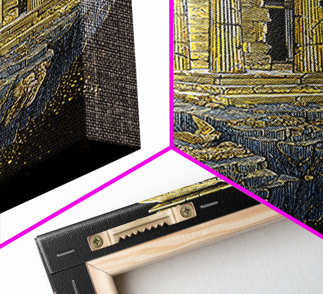 Floating Ancient Temple, Surreal Greek Ruins, Canvas Gold Canvas Print, Real Wood Frame Wall Art