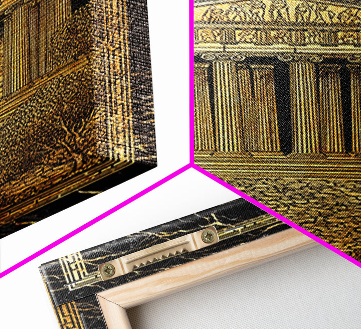 Parthenon Glory, Classical Greek Architecture, Canvas Gold Canvas Print, Real Wood Frame Wall Art
