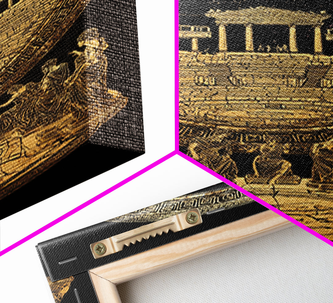 Greek Amphitheater With Muses, Ancient Mythology Wall Decor, Canvas Gold Canvas Print, Classical Art, Wood Frame