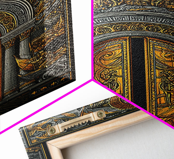 Byzantine Portal of Angels and Kings – Canvas Gold Art, Medieval Religious Canvas Art in Real Wood Frame, Sacred History Wall Art