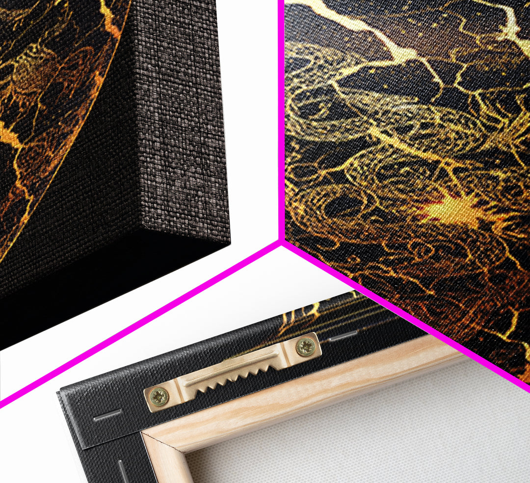 Kintsugi Serpent Vase Canvas Art, Canvas Gold Canvas Print, Framed Canvas Wall Art with Real Wood Frame, Celestial Night Sky Decor