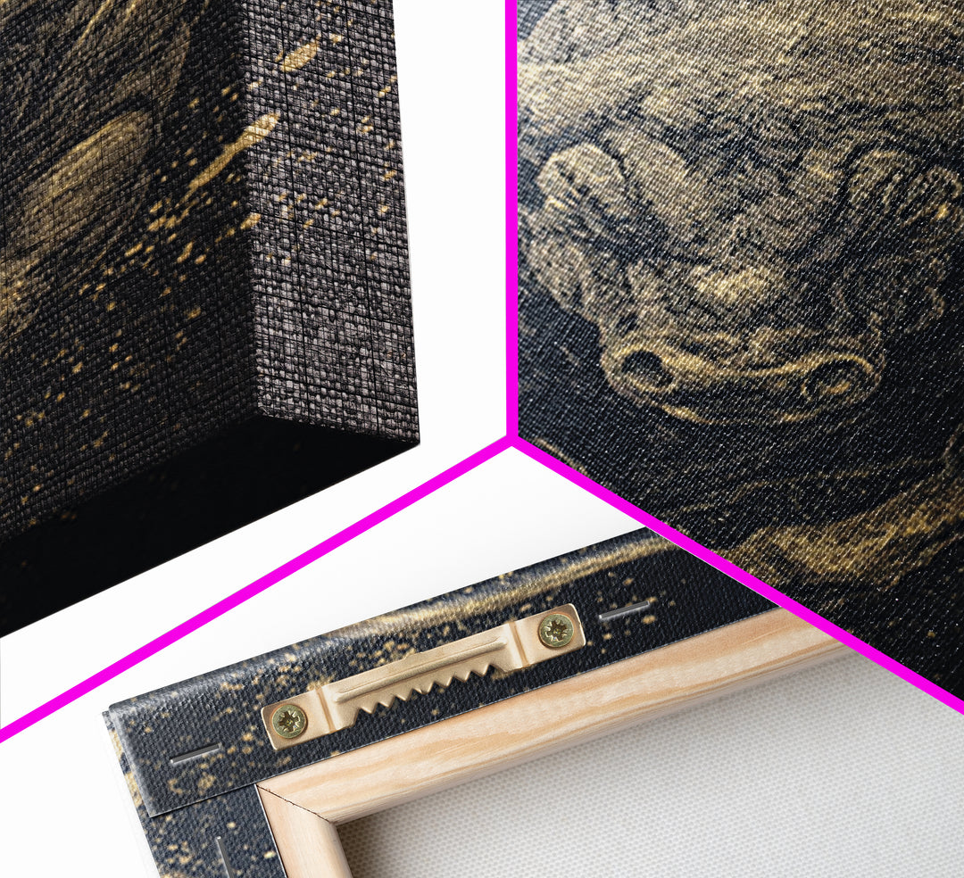 Leaping Bull Canvas Art, Canvas Gold Canvas Print, Framed Canvas Wall Art with Real Wood Frame, Dynamic Animal Modern Decor