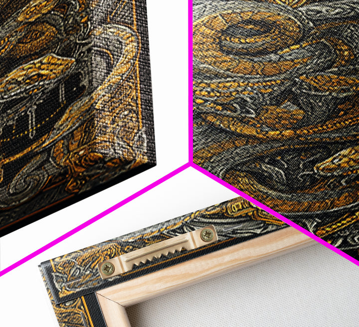The Serpent Conclave – A Tangled Reign of Golden Scales, Canvas Art, Canvas Gold Print, Canvas Wall Art, Man Cave Decor