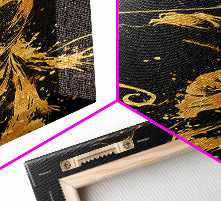 Artemis Goddess Canvas Gold Canvas Print, Greek Mythology Archer Huntress Artwork, Real Wood Framed Ancient Decorative Wall Art