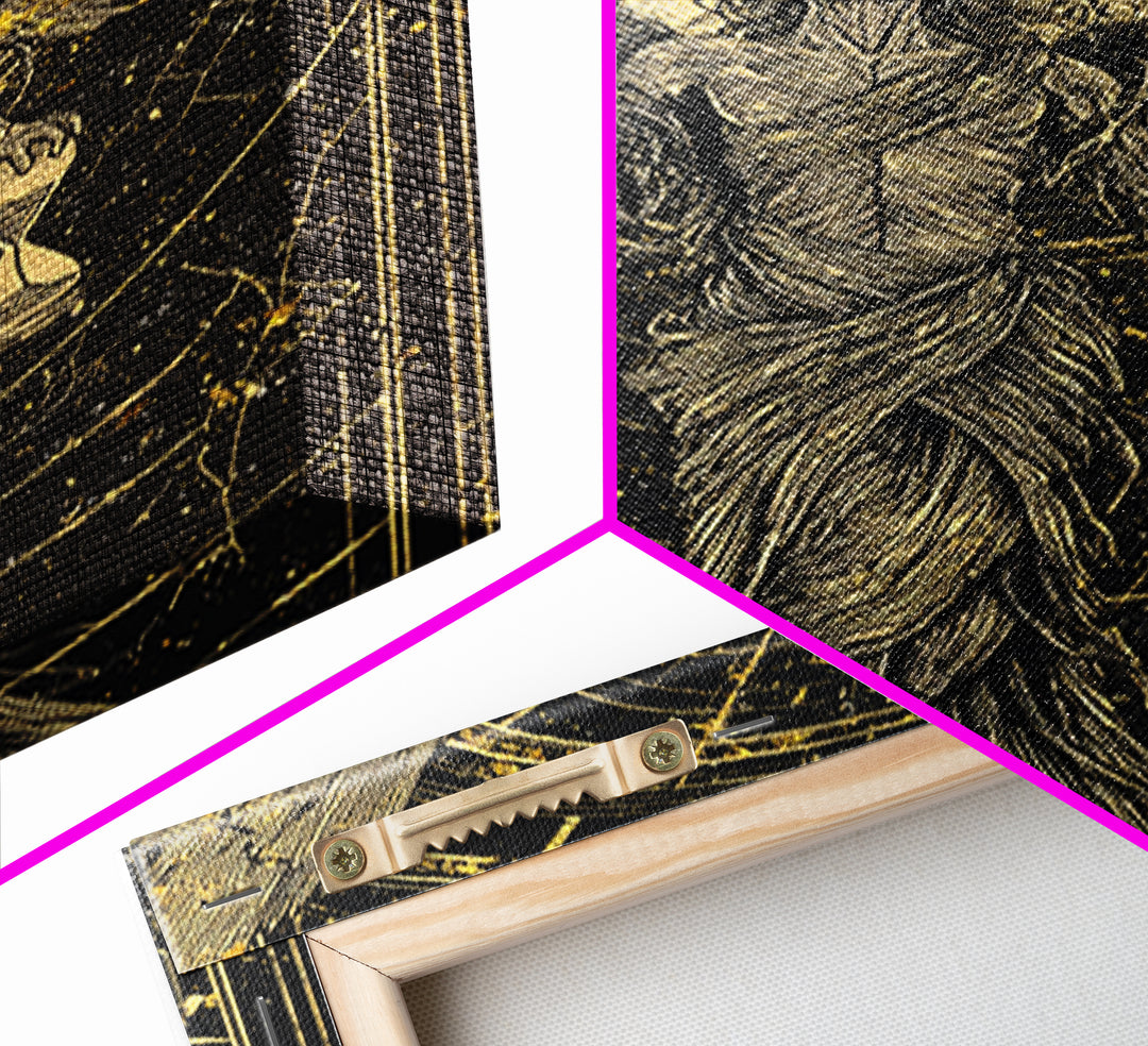 Astraeus God Of Dusk Mythological Figure, Canvas Gold Canvas Print, Real Wood Frame, Greek Titan Wall Decor, Celestial Art