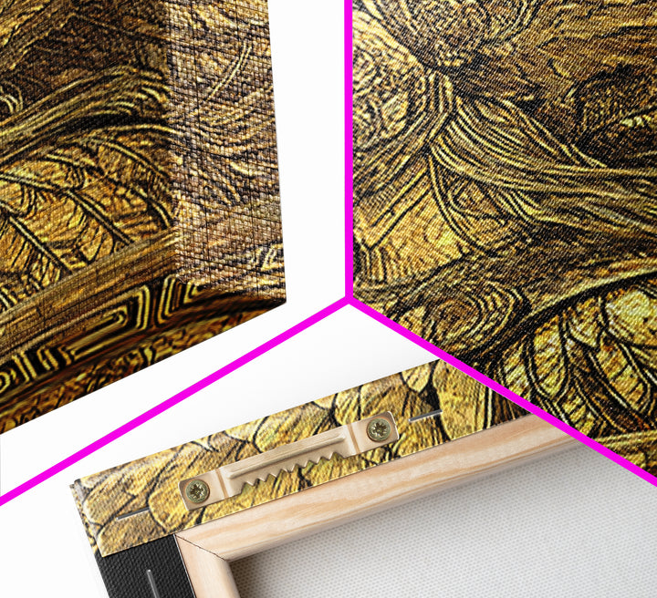 Athena Warrior Goddess Profile With Wings, Canvas Gold Art Print, Real Wood Frame, Greek Mythology Goddess Wall Art