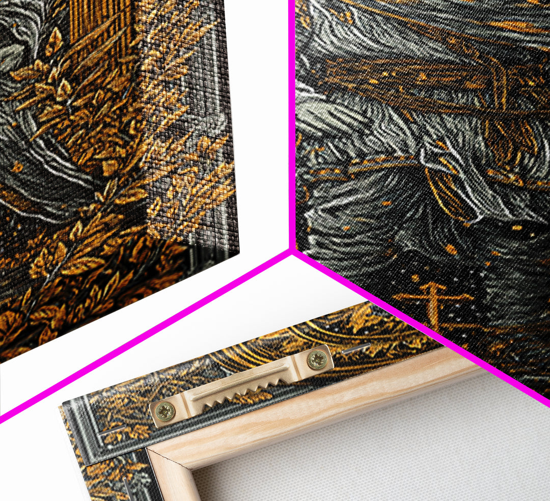 Constantine Canvas Gold Canvas Print, Byzantine Emperor Mosaic Style Artwork, Ancient Roman History Wall Art, Wood Framed