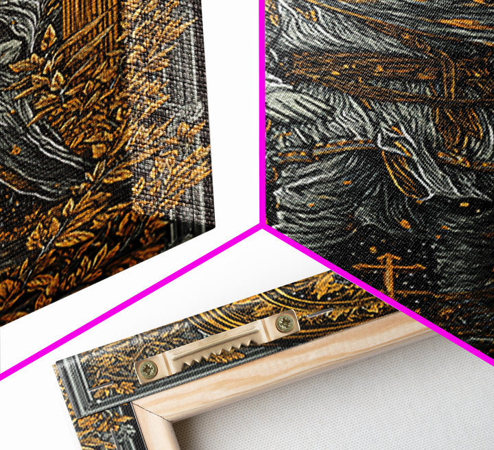Constantine Canvas Gold Canvas Print, Byzantine Emperor Mosaic Style Artwork, Ancient Roman History Wall Art, Wood Framed