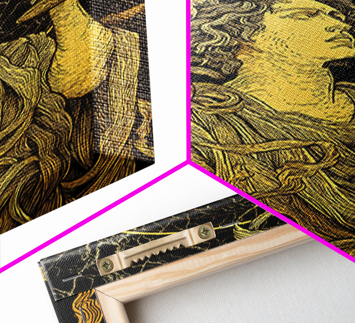 Dionysus With Chalice Canvas Gold Canvas Print, Ancient Greek God Art, Mythology Home Decor With Real Wood Frame