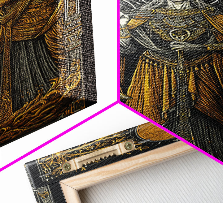 Three Goddesses Mythological Canvas Gold Canvas Print, Greek Goddess Wall Art, Sacred Feminine Decorative Art, Real Wood Frame