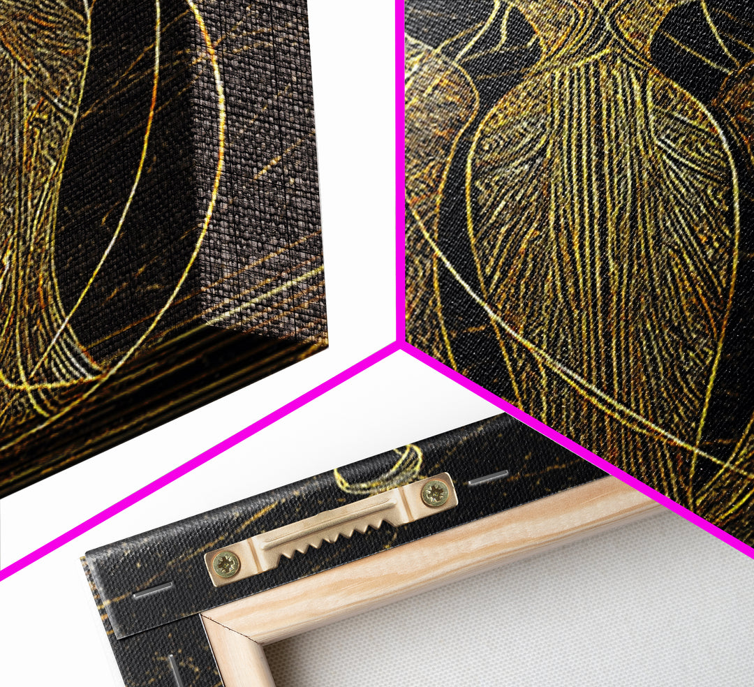 The Fates Mythological Canvas Gold Canvas Print, Destiny Goddess Wall Art, Greek Myth Symbolism, Elegant Decor, Real Wood Frame