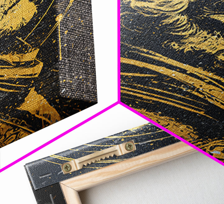 Stoic Elder Portrait Canvas Gold Canvas Print, Greek Philosopher Wall Art, Abstract Ancient Decor, Real Wood Frame