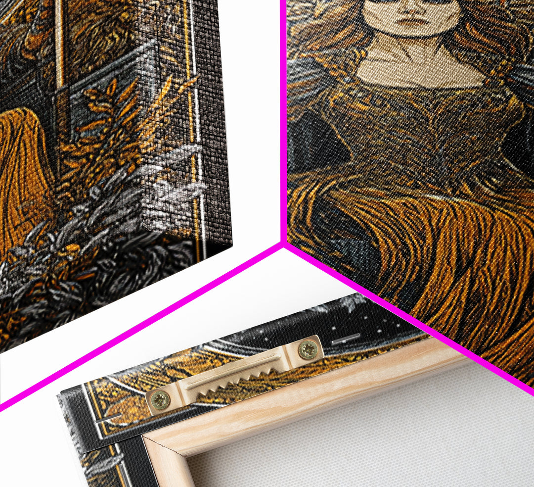 Greek Goddess Hera Throne Canvas Gold Canvas Print, Mythology Wall Art, Divine Regal Decor, Real Wood Frame Artwork
