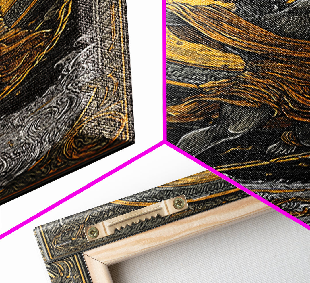 Messenger God Hermes Canvas Gold Canvas Print, Ancient Mythology Art, Greek God Wall Decor, Real Wood Frame Artwork