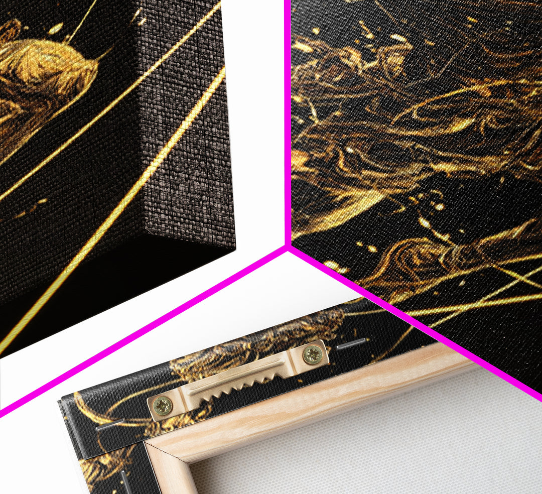 Hermes Leaping Canvas Gold Canvas Print, Greek God Wall Art, Divine Mythology Inspired Decor, Luxury Wood Framed Art