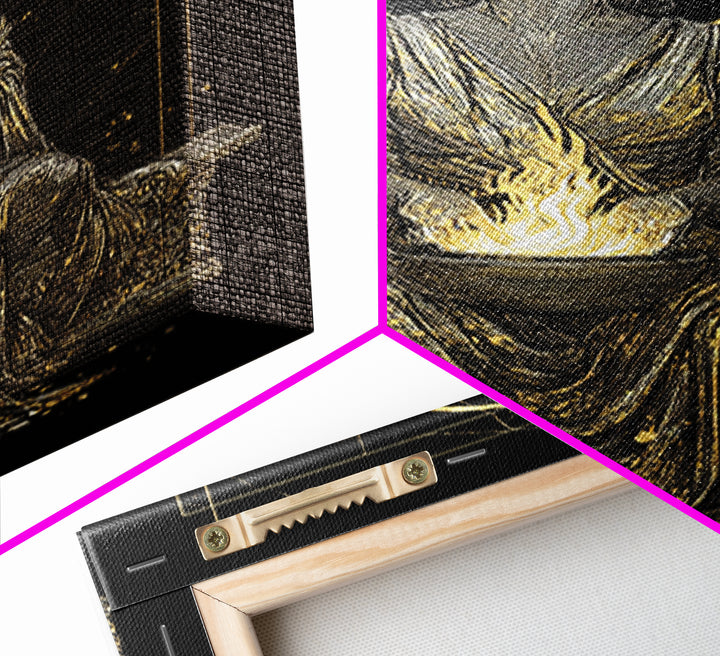 Sacred Flame Hestia Canvas Gold Canvas Print, Greek Goddess Wall Art, Ancient Mythology Decor, Luxury Wood Frame Artwork