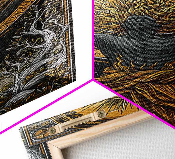 Hermes Greek God In Flight, Mythology Messenger Art, Canvas Gold Canvas Print, Ancient Greek Decor, Real Wood Frame